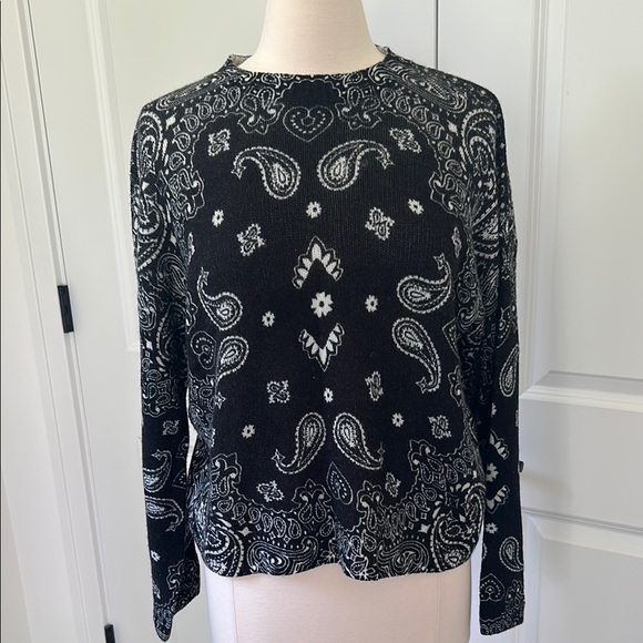 $198 AQUA CASHMERE size XS Paisley Pullover Sweater 100% cashmere - Picture 1 of 5